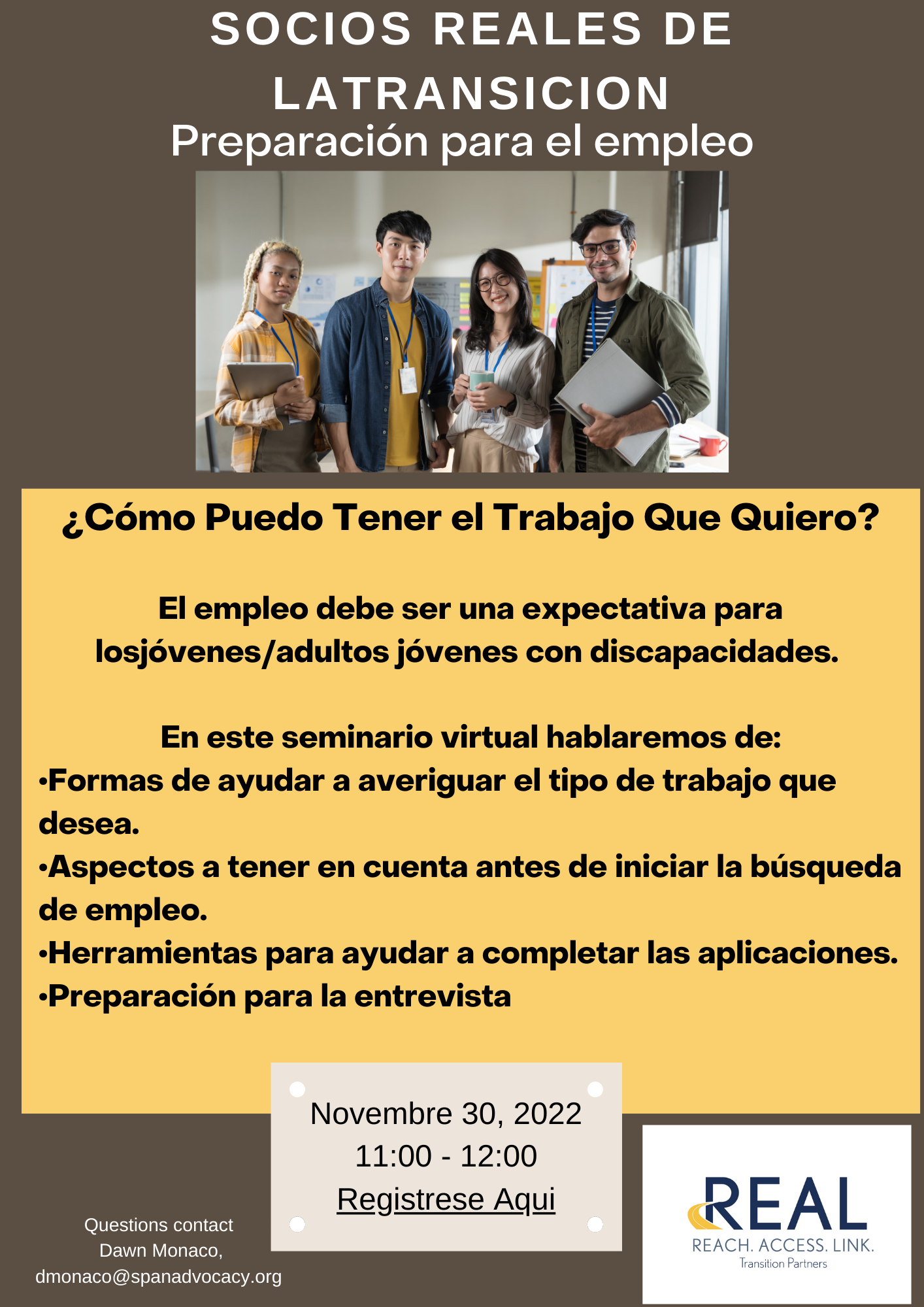 Employment webinar flyer-Spanish