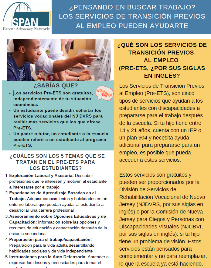 Pre-ETS Fact Sheet Spanish